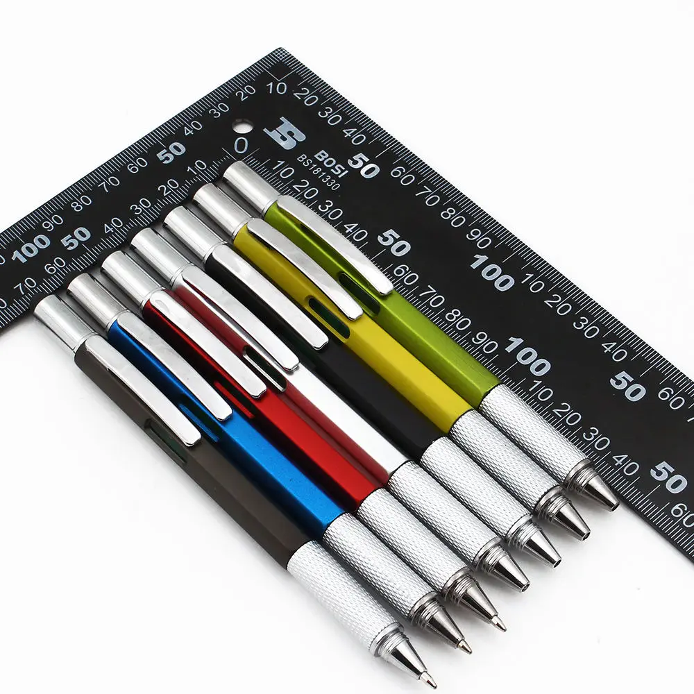 Лидер продаж 6 в 1 инструмент многофункциональная шариковая рекламная ручка с печатным логотипом стилус для студентов и бизнеса