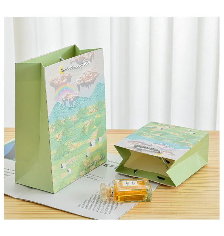 New Style Exquisite Oil Painting Handbag Image Art Paper Bag Jewelry Birthday Gift Gift Bag