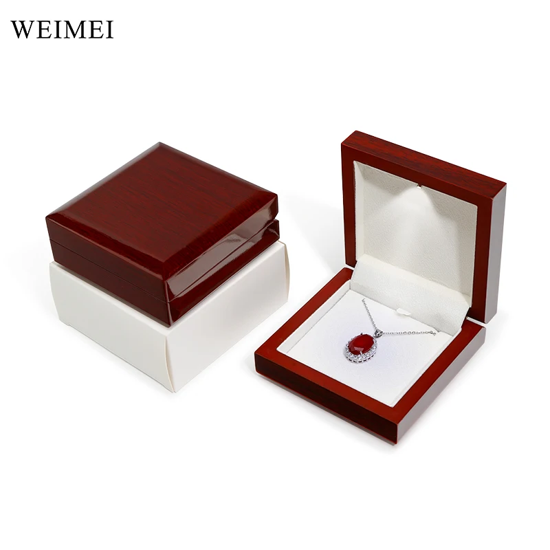 WEIMEI PRO jewelry LED wooden box jewellery necklace gift packaging earring pendant rosewood box for necklace with led