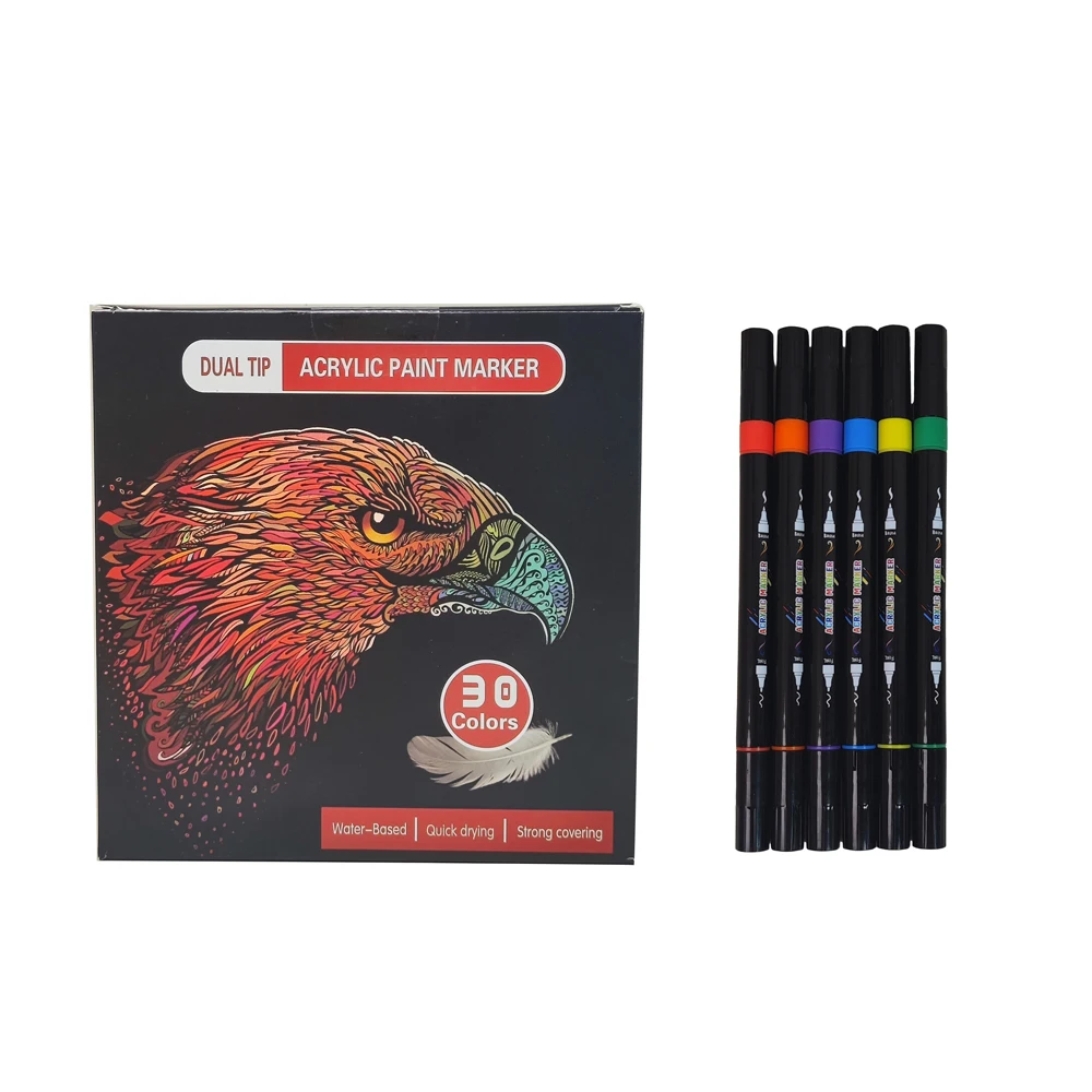 GF New Trends 30 Colors Acrylic Paint Pens Dual Tip Painting Brush Acrylic Paint Markers For DIY Crafts Making