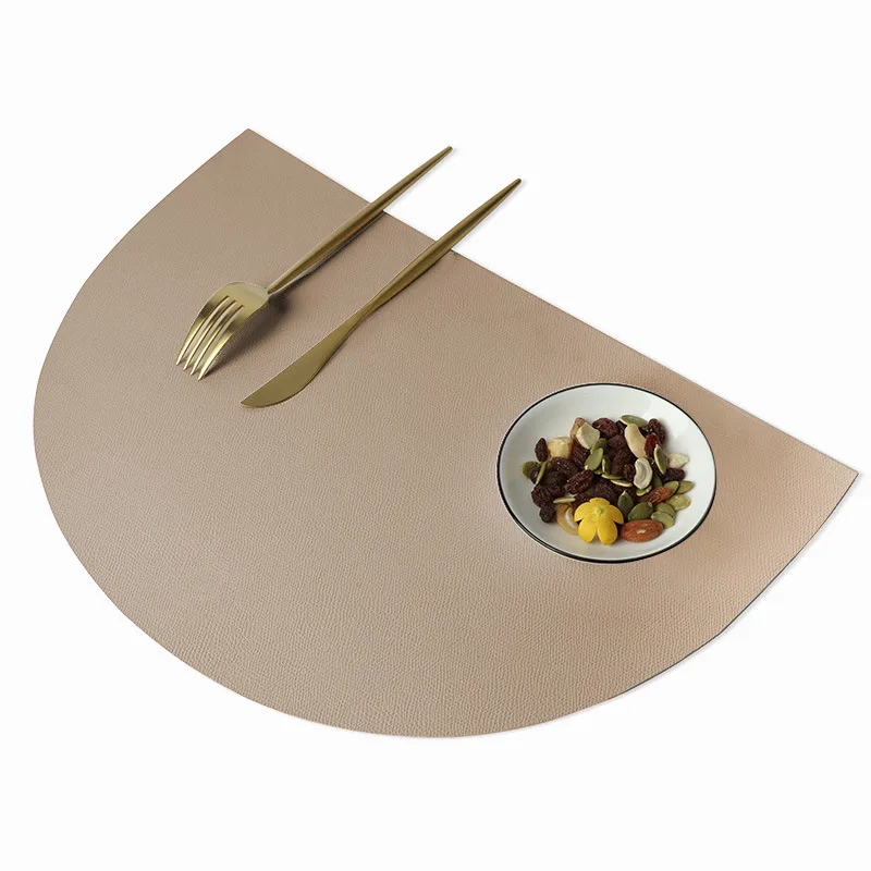Custom Leather Round Table Mat Eco friendly  Scalloped Disposable Laser Cut Food Placemat For Dinner Table