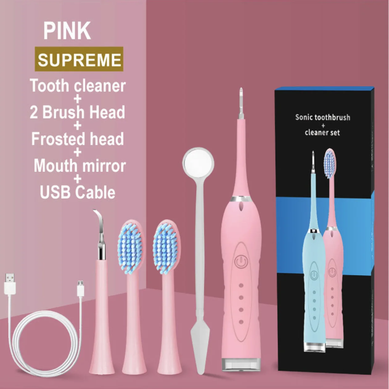 Dental Ultrasonic Teeth Cleaning Oral Cleaning Waterproof Silicone Sonic Vibration Scaler Calculus Remover