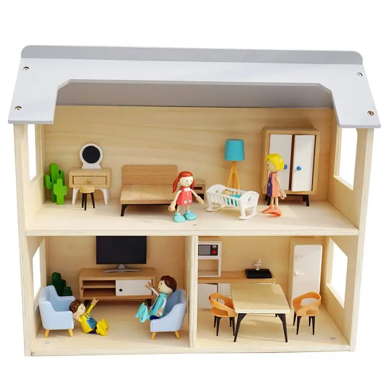 Modern Miniature 1:12 Wooden Doll House Furniture Set Unisex Pretend Play Accessory Toy
