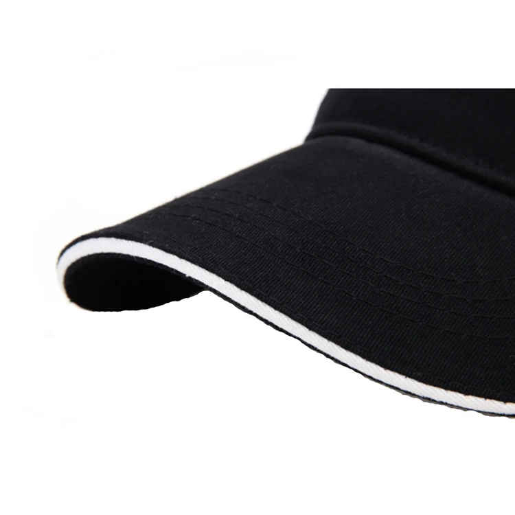 Custom Logo Visor Caps Plain Black Sun Hat For Wholesale