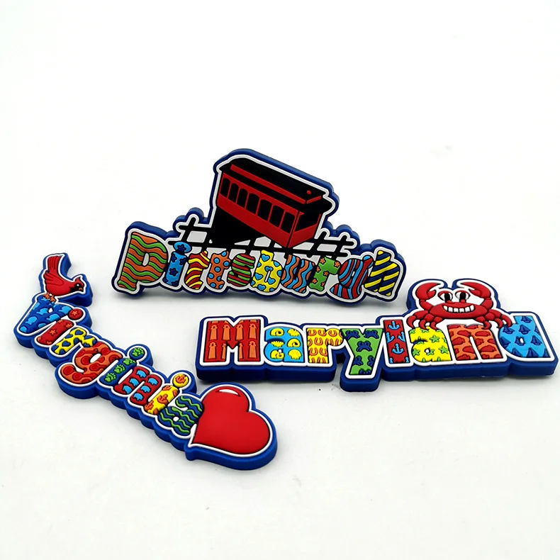 Rectangle Letter Fridge Magnet Supplies for Design Sublimation Cities Tourism Souvenirs Refrigerator Magnet Custom Logo 3d