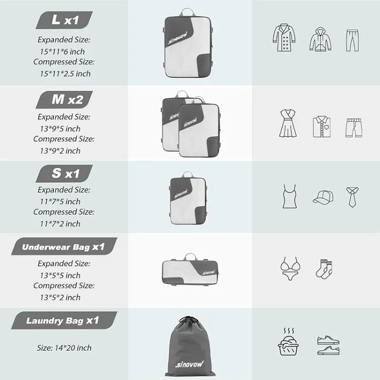 Korean Oxford Underwear Travel Bag Set Waterproof Cation Clothes Luggage Bag Set 6 Pcs Travel Bags Luggage Set