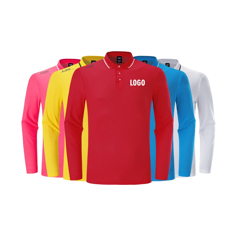 New Product Polo Shirt Men Long Sleeved Fitted Plain Tshirts Casual Solid Color Polo Shirt Ciustom Print Unisex Cotton T-shirts