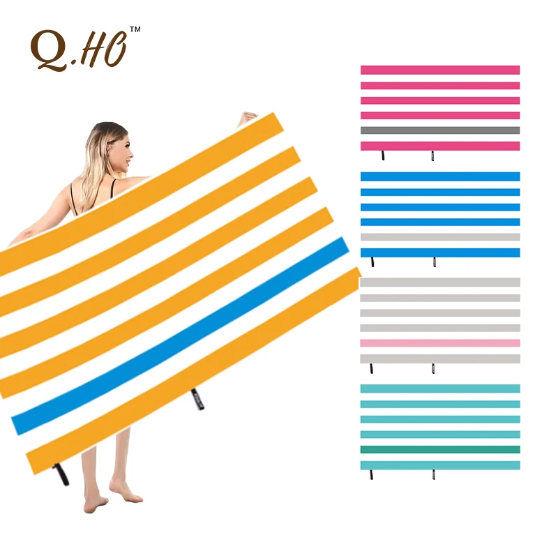 Personalized design large size quick drying portable sand printing stripe microfiber beach towel