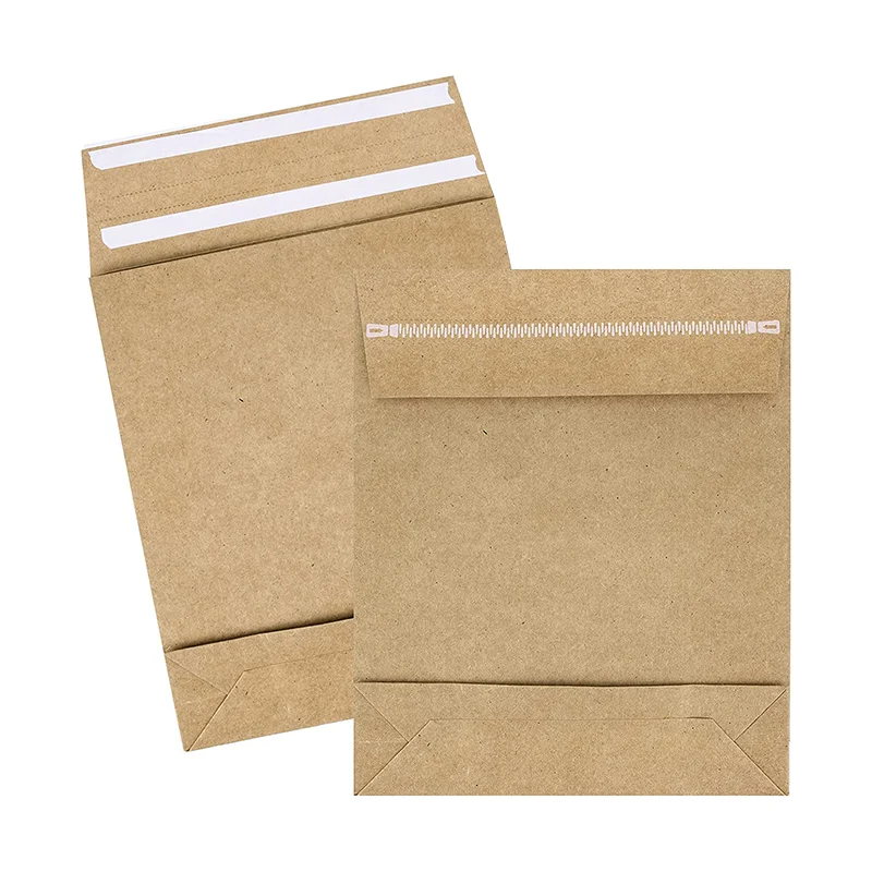 Eco-friendly recycled Biodegradable expandable envelope a4 packaging bags flat waterproof kraft paper mailer courier bags
