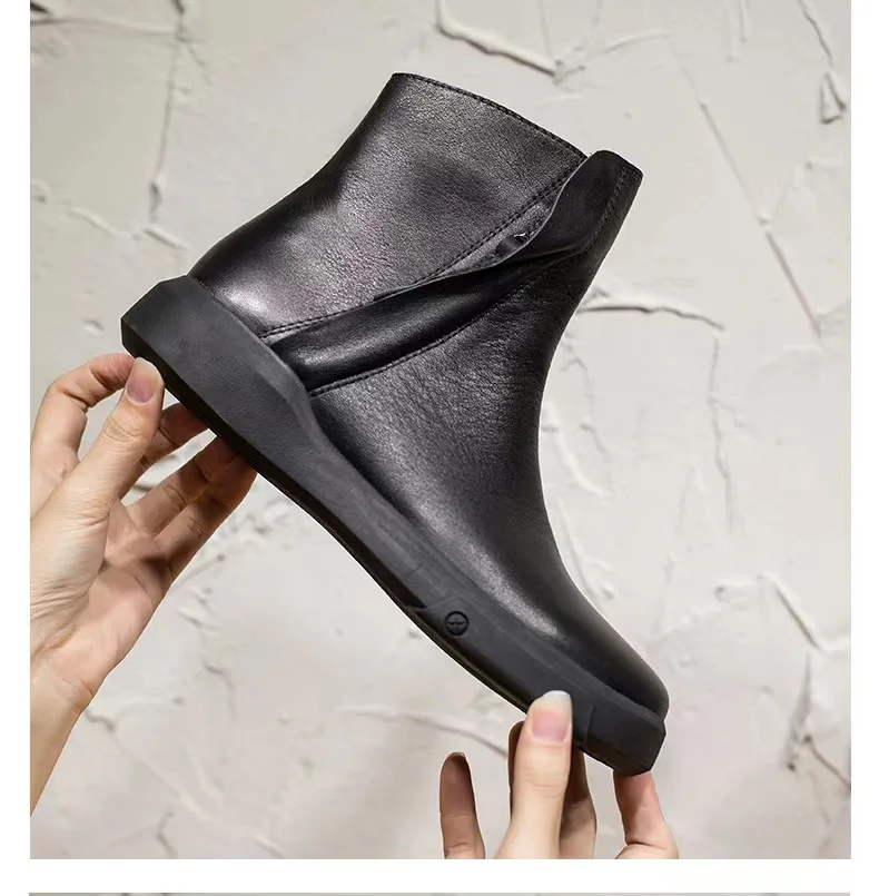 Solid Color Genuine Leather Boots Woman Ladies Fashion Ankle Chelsea Boot