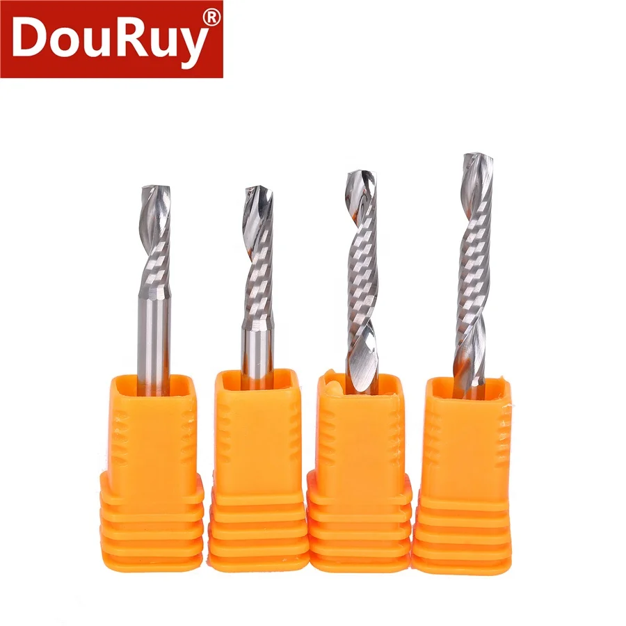 DouRuy Carbide O Flute Spiral Bit for Woodworking Tools Wood Cutting Tool Cnc Milling Cutter