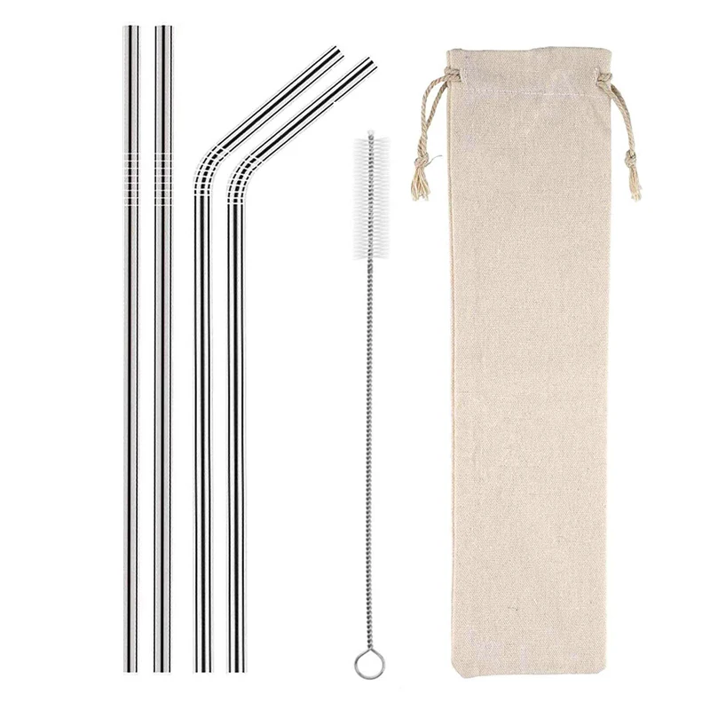 5pcs Eco Friendly Reusable Stainless Steel Drinking Straw