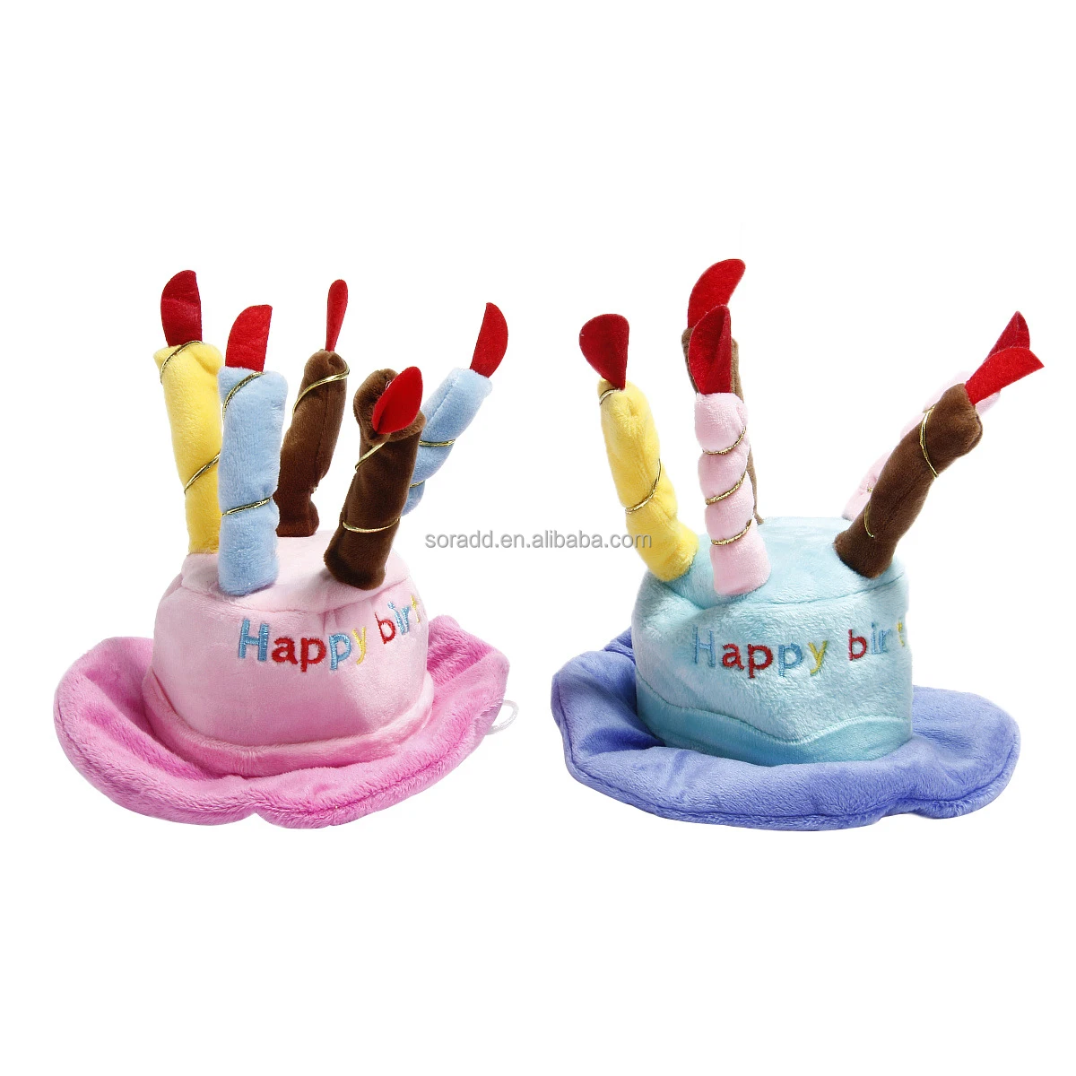 Cute Adorable Dog Cat Birthday Cake Hat Pet Cap Headwear Hat with 5 Color Candles Design Party Custom Accessory