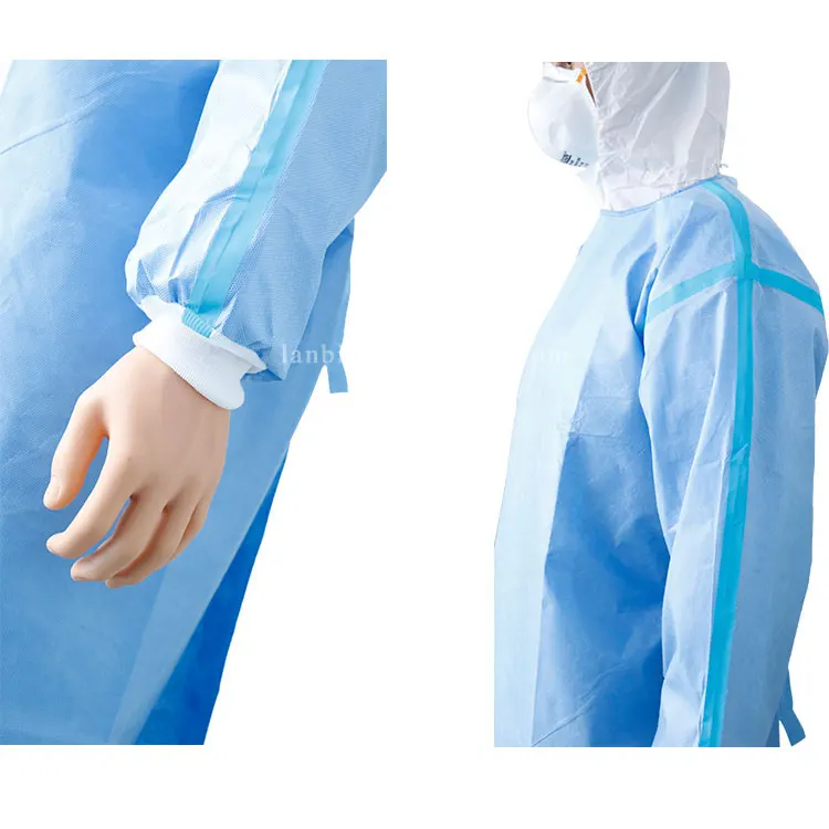 Hot sale disposable surgical non woven pp pe isolation gown for hospital