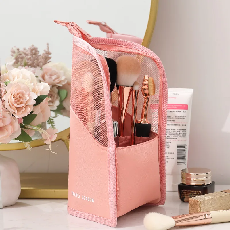DL5 Customized Logo Waterproof Oxford Fabric Vertical Makeup Brush Bag Fashion Multi-compartment Cosmetic Storage Bag