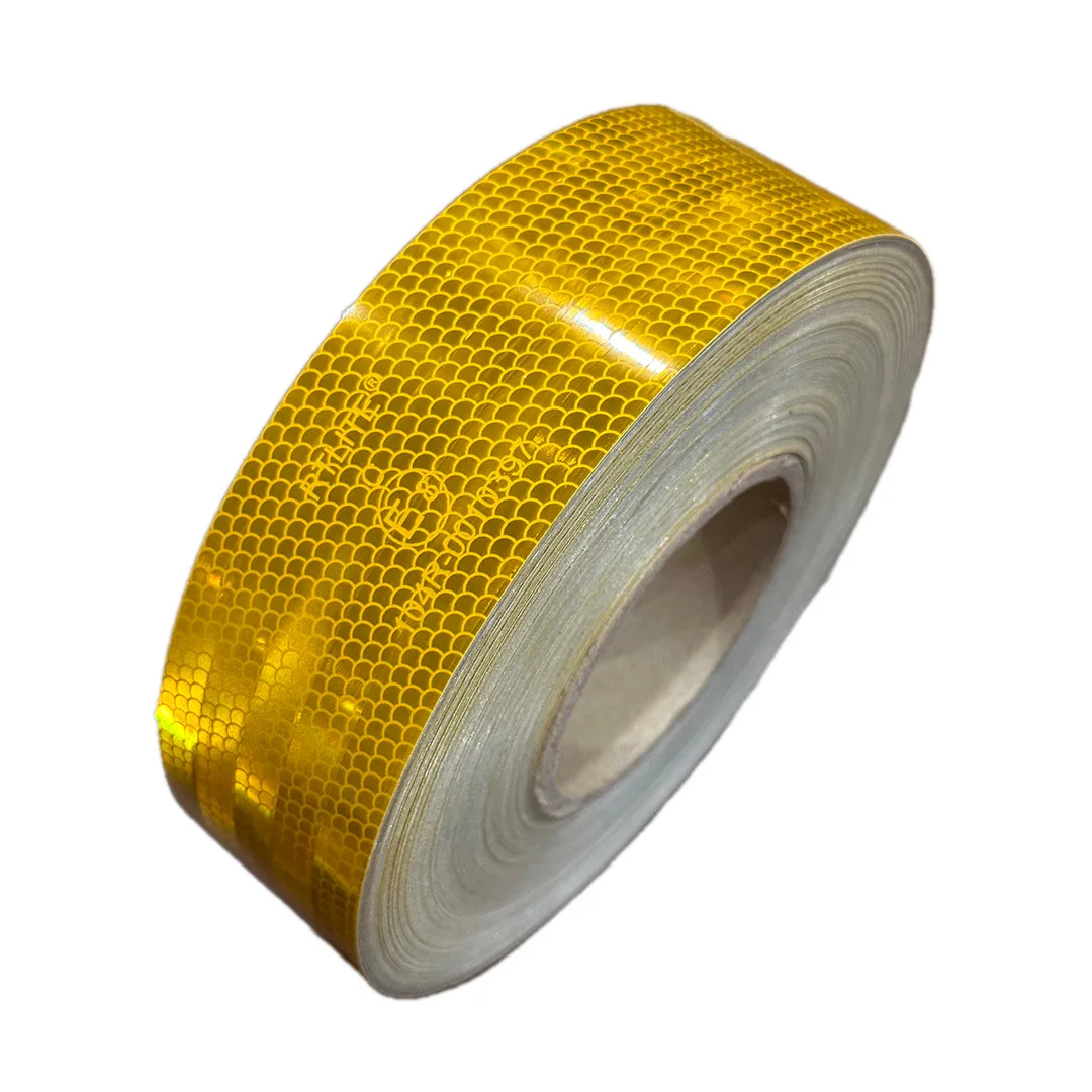 Acrylic CE MARK 2INCH PMMA Yellow  Metallized Vinyl Adhes Sticker E8 Reflective Tape Cinta Reflectiva