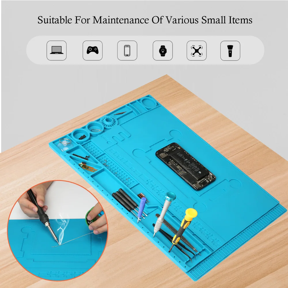 450X300 Silicone Repair Mat Non Magnetic Soldering Rubber Mat Heat Insulation Electronics Repair Carpet for Cellphone