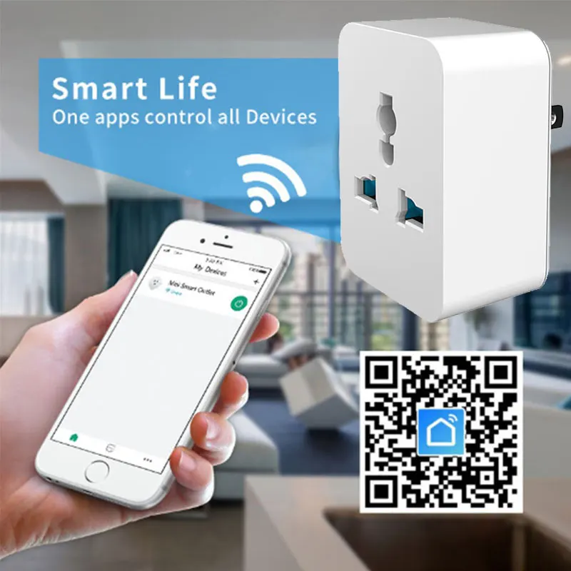 Универсальная смарт-розетка, 15 А, Wi-Fi, голосовое управление, работает с приложением Google Home Alexa IFTTT Tuya Smart life