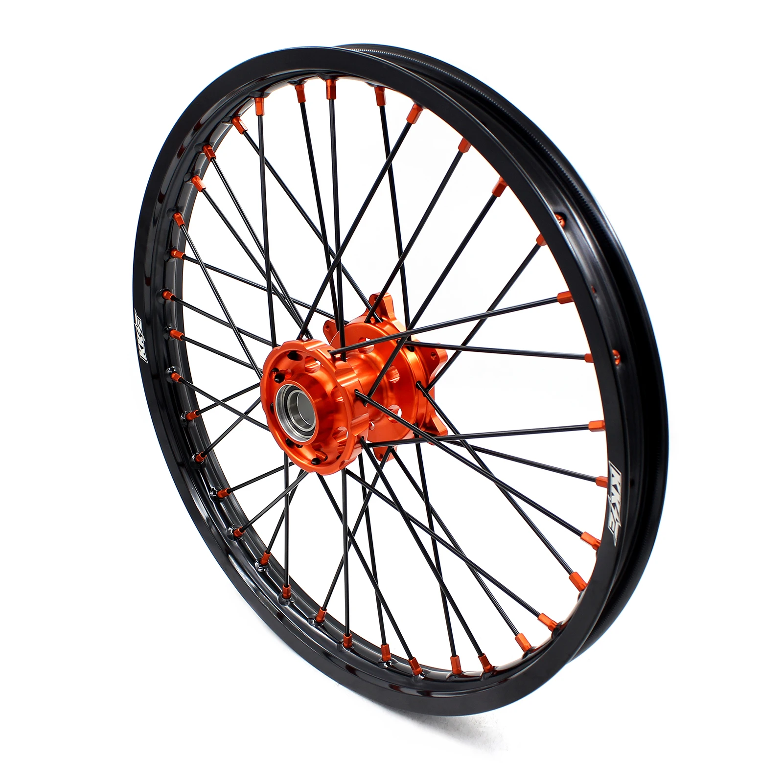 KKE Motorcycle Dirt Bike MX Enduro Wheels Fit KTM125 450 EXC SX-F Orange Hub Black Rim Orange Nipple Black Spoke