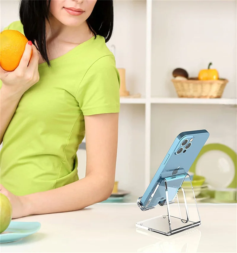 Custom Universal Desk cellPhone Holders Accessories Portable Acrylic Mobile Phone Stand Clear Phone Stand For Desk