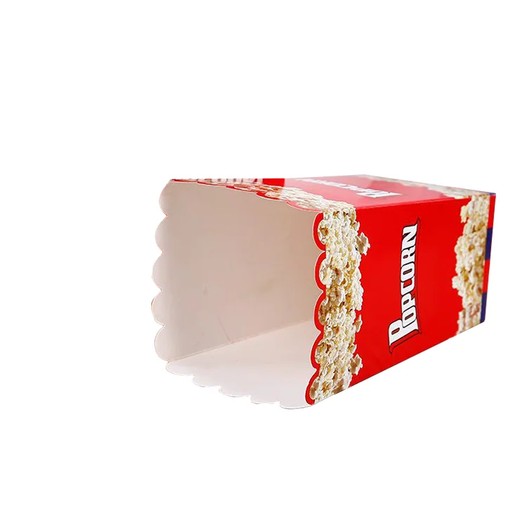 Wholesale Popcorn Boxes White Cardboard Disposable Snack Packaging Foldable Popcorn Paper Boxes