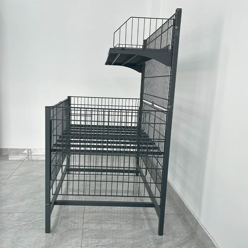 Supermarket Wire promotion table Folding Wire Mesh Display Basket Retail Wire Dump Bins