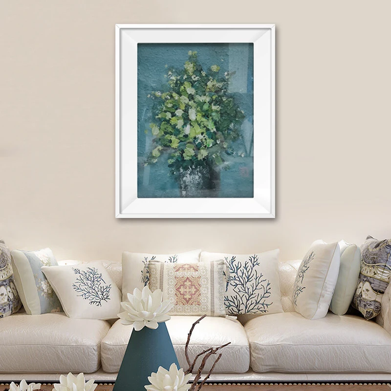 Customizable hotel home Entrance decorative flower art pure hand painted color knife oil painting modern abstract texture mural