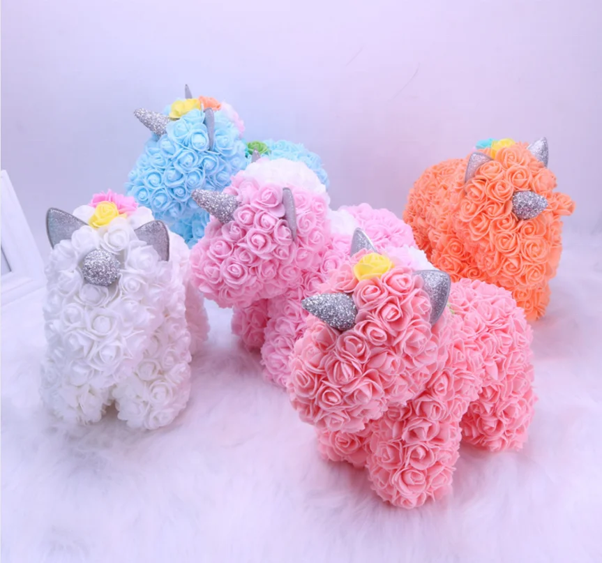 New Product Ideas 2022 40cm Teddy Bears Made From Roses With Rose Valentine Day Gift Preserved Flower Rose Unicorn