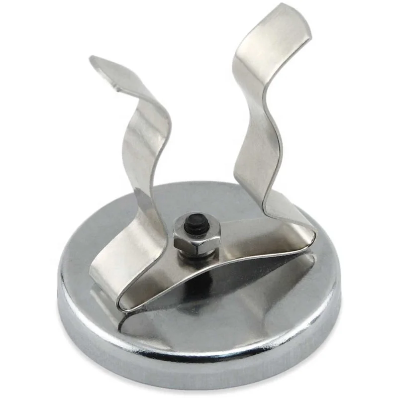 Ferrite Magnetic Hook Clip RB50  RB60 RB70 RB80  Round Base Magnet Fastener with Sliver Steel Clip