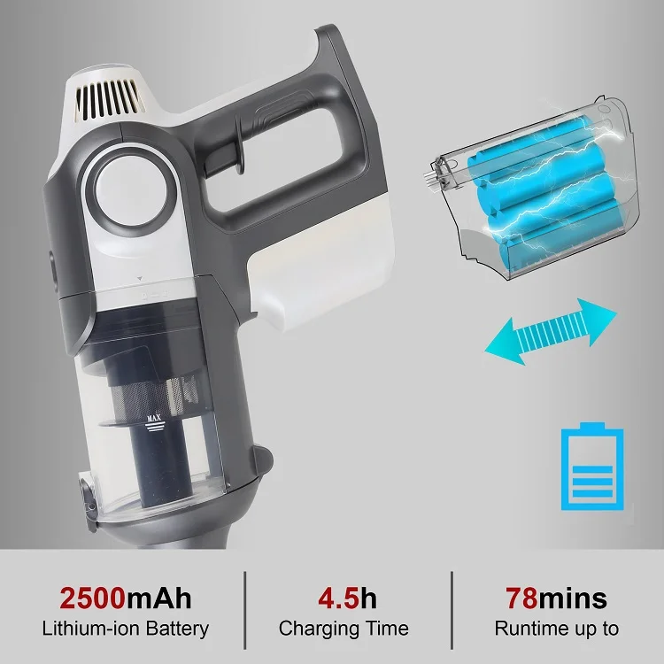 300W Powered Cordless Rechargeable Stick vacuum cleaner low noise vacuum cleaner for sale