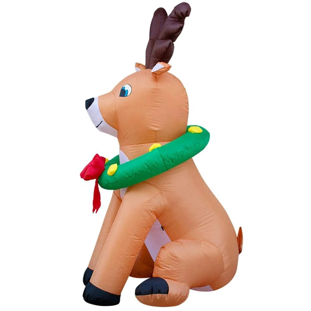 Custom Christmas outdoors decorated reindeer with garlands, including light bulbs, and a powerful built-in fan