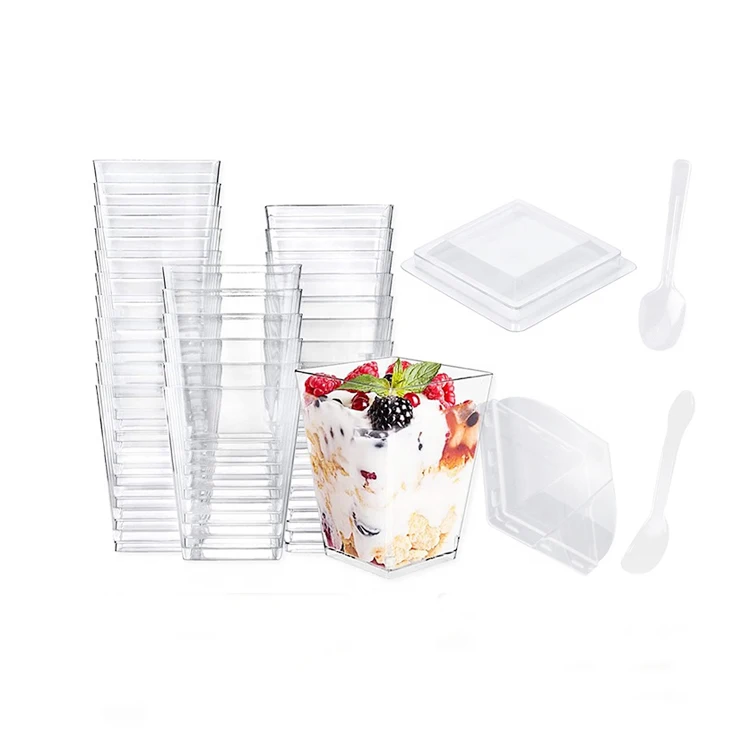 Hot Selling Square Dessert Cups 5oz Custom 4oz 6oz 8oz Dessert Cup Packaging Catering Cup For Dessert