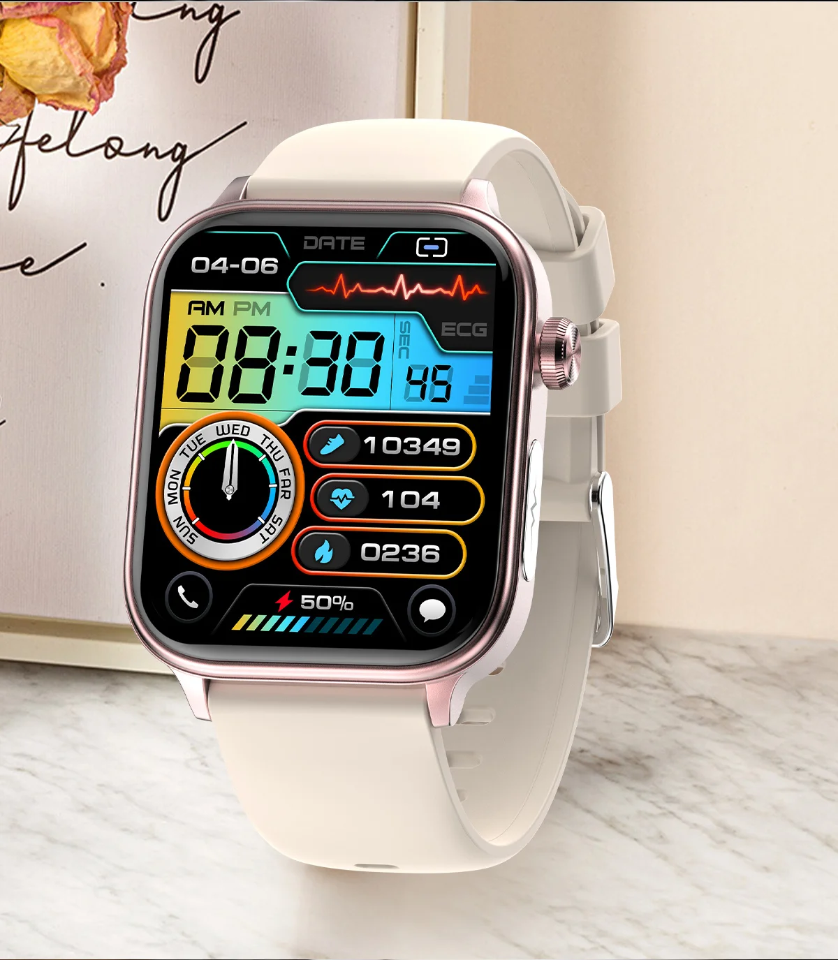 New BT Call 1.96 Inch TFT Screen Health Monitor Men IP68 Waterproof Measures Blood Pressure Oxygen Body iOS Android Elderly
