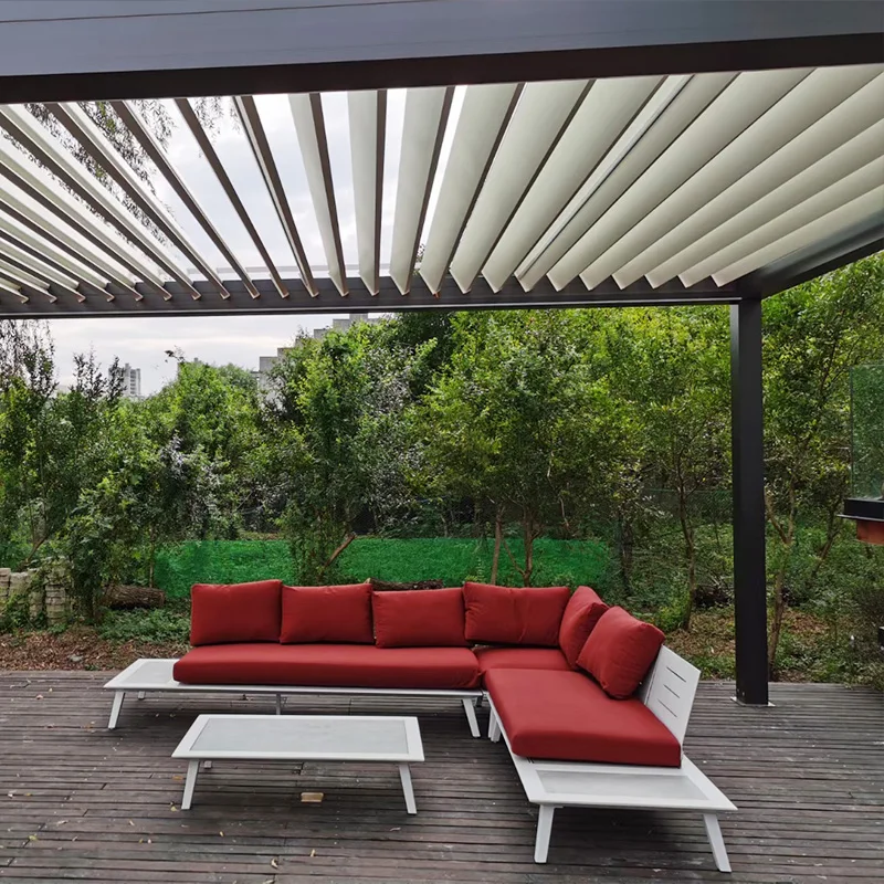 Aluminum Frame Outdoor Patio Roofing Pavilion Wall Mounted  Free Standing Canopy Customized Louvered Pergola 3x4m