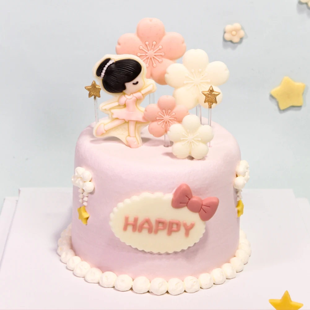 
Dance Girl White Pink Flowers Happy Card Chocolate Confectionery Tools 