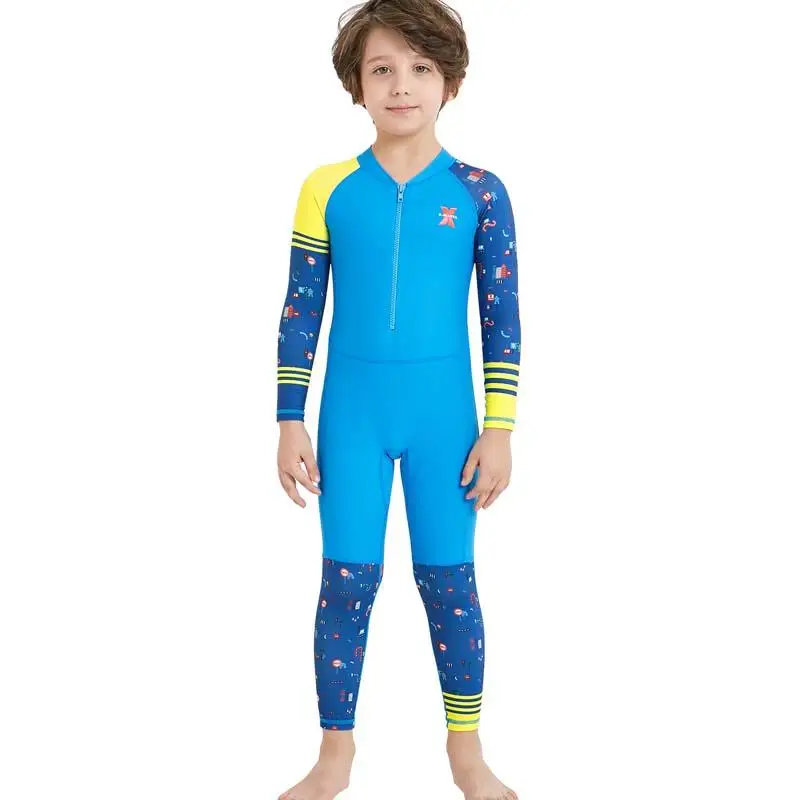 One Piece Wetsuit Unisex Protect UV Long Sleeve Child Kids Full Swimsuit Zipper Swimwear Bikini For Children Kids