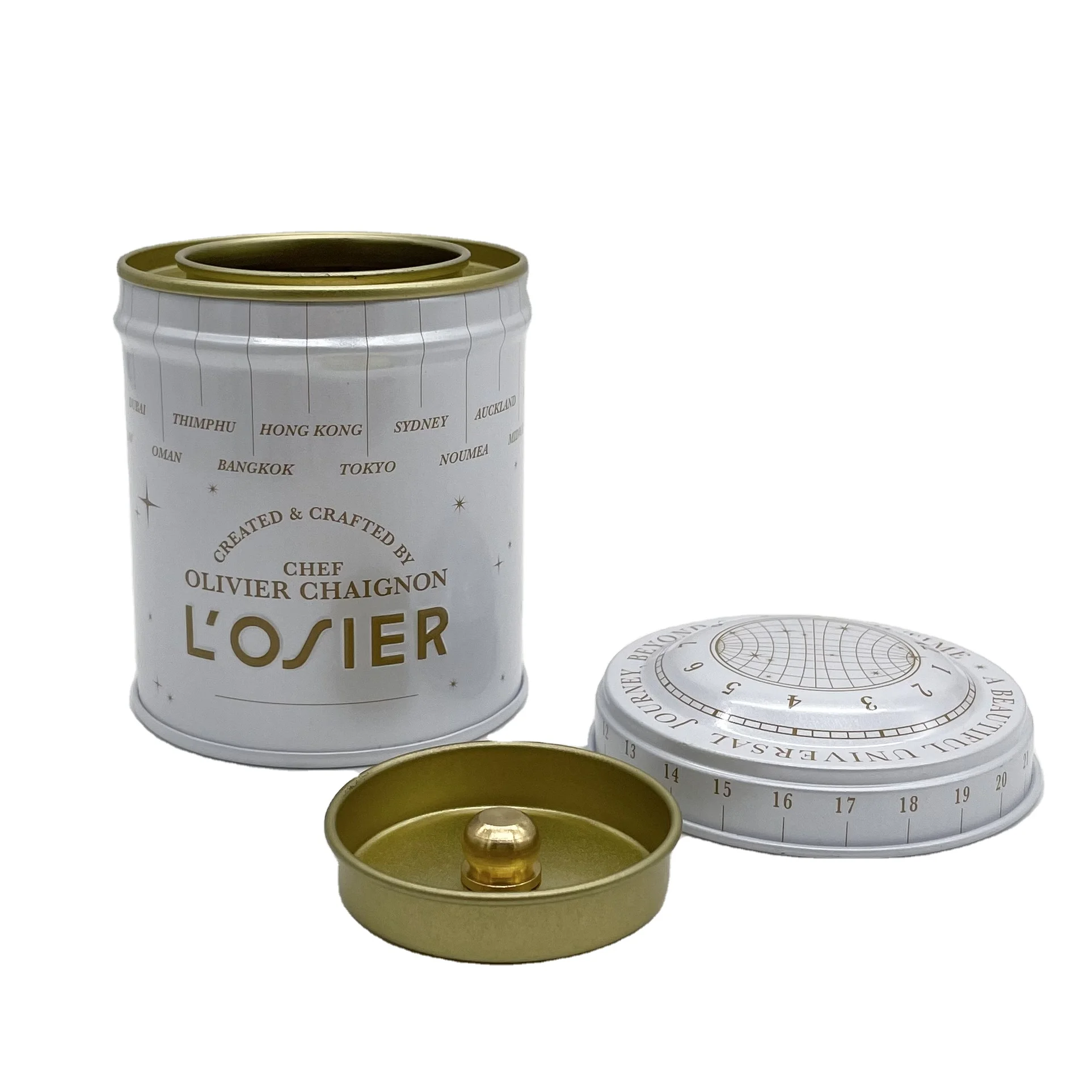 Luxury Tea Tins 250ML/8.5oz Round Candle Tin Coffee Metal Can with Inner Lid Spice Tank