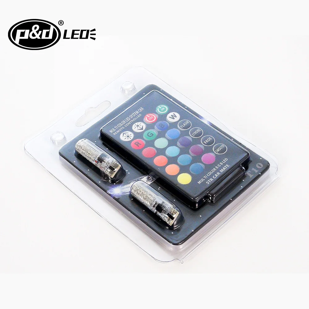 New RGB with remote control T10-6smd 5050 silicone car width lamp strobe light atmosphere light 12v