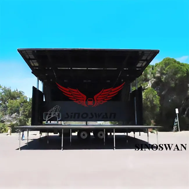 Mobile stage trailers-SINOSWAN ST65 with lights and sound are used for outdoor concerts