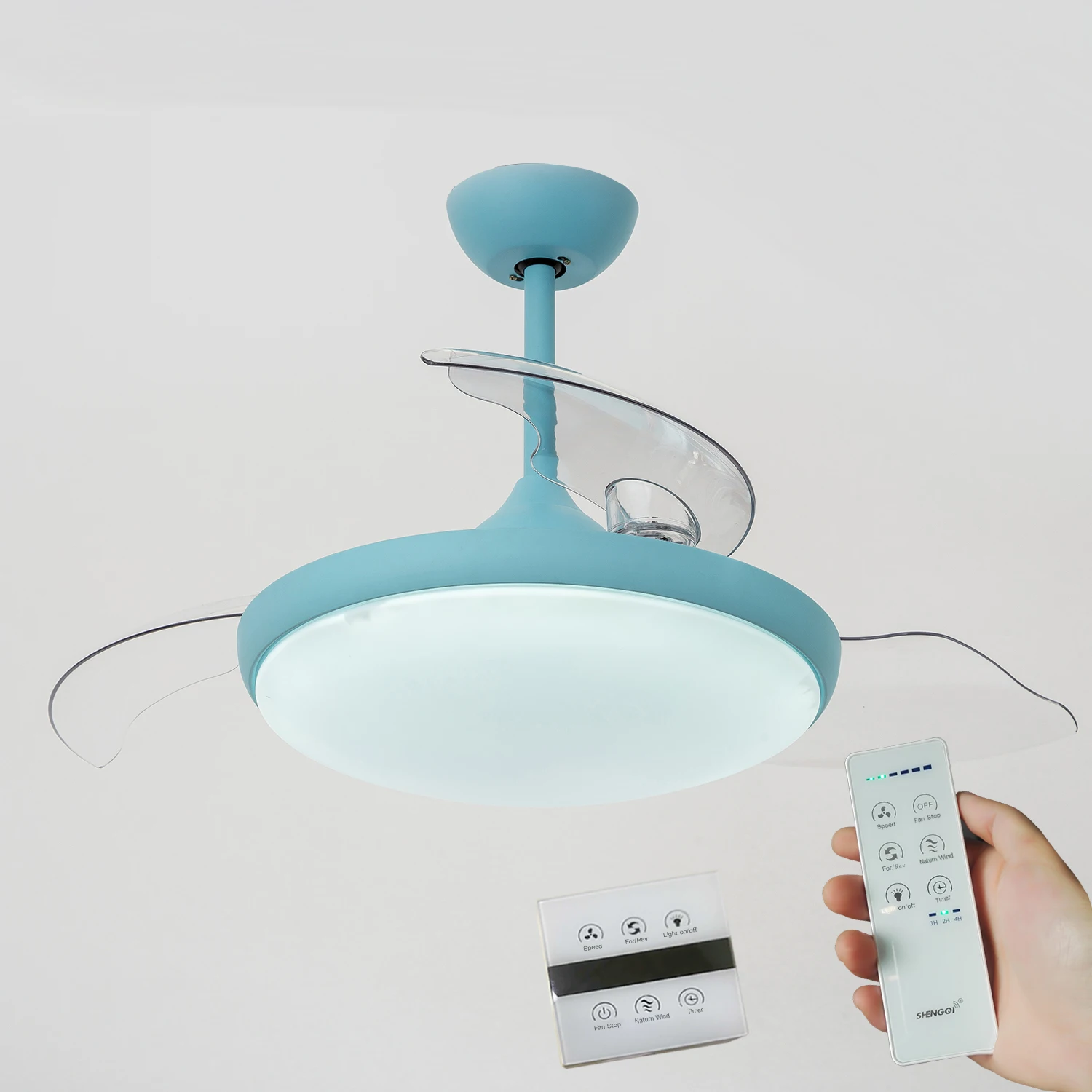 42 Inch Nordic Modern Simple Decorative Blades Remote Control LED Ceiling Fan With Light