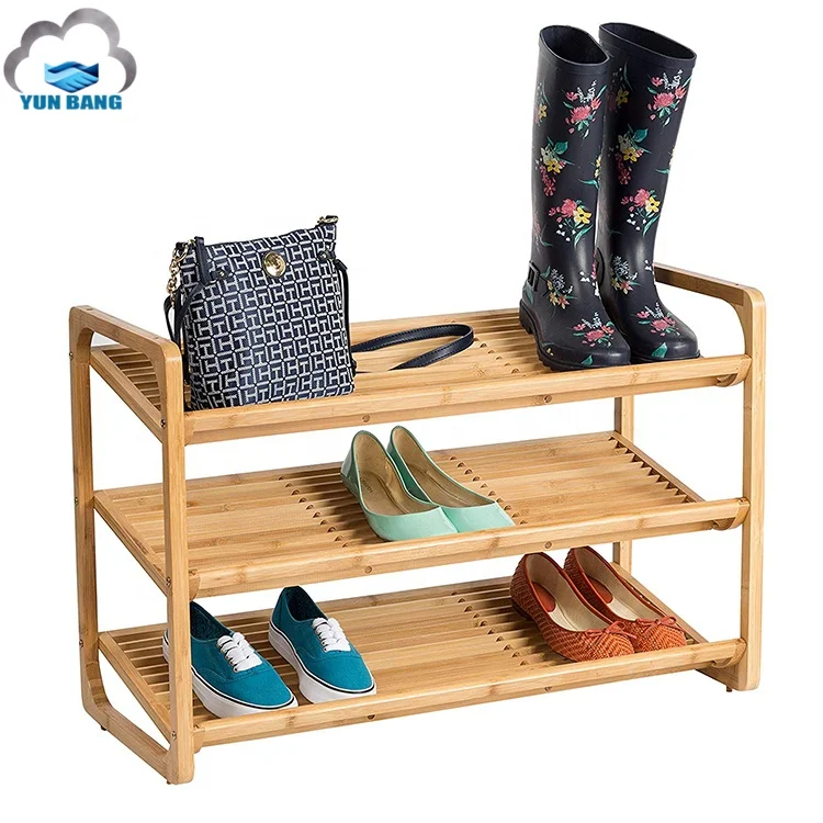 
Environmentally friendly bamboo shoe box 3 layers bamboo shoe rack 