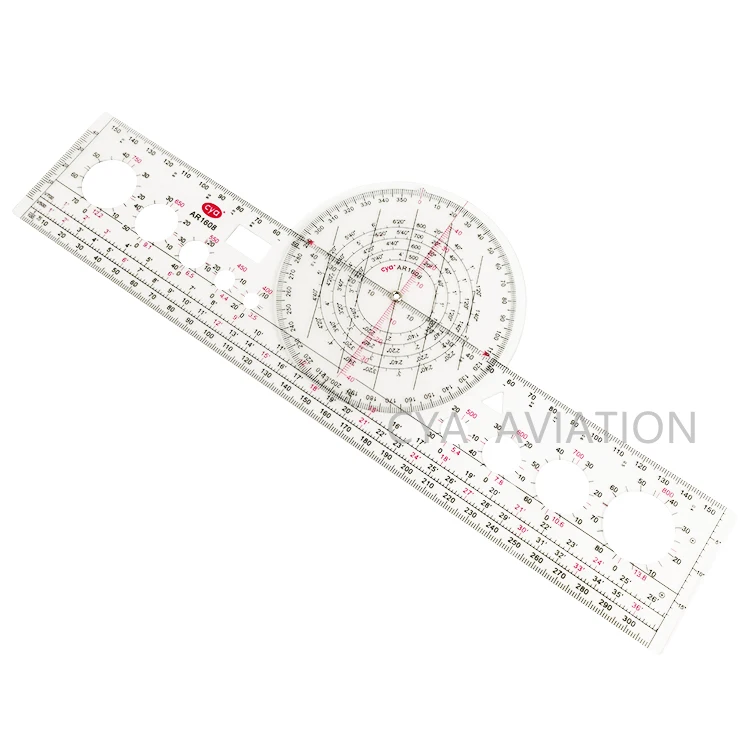 Strong Plastic student navigation ruler with protractor Rotating Plotter for pilots map reading