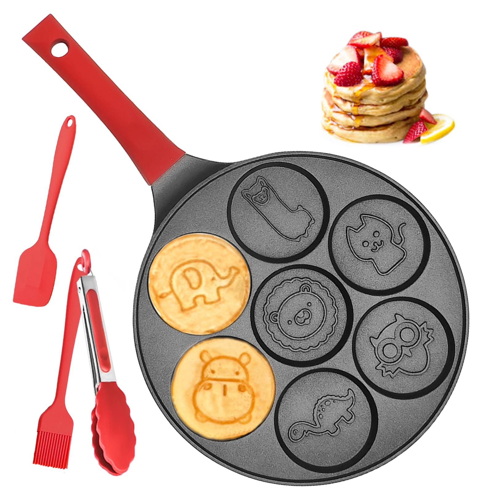 Household Non-stick Induction Pan Cooker Frying Pan Smiley Face Mini Pancake Waffle Pan Commercial