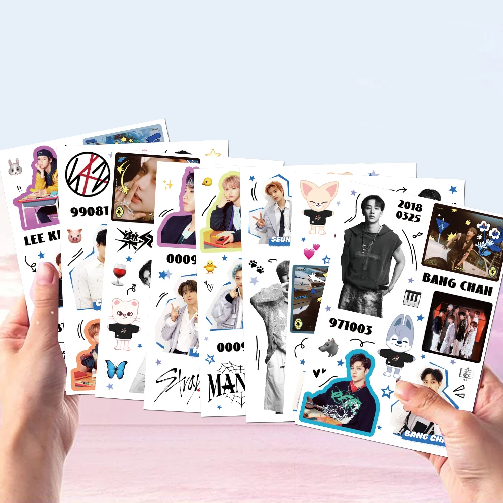 8pcs South Korean Boy Band Straykids Sticker Diy Phone Case Diary Guitar Decorative Waterproof Graffiti Puzzle Pvc Gift Stickers