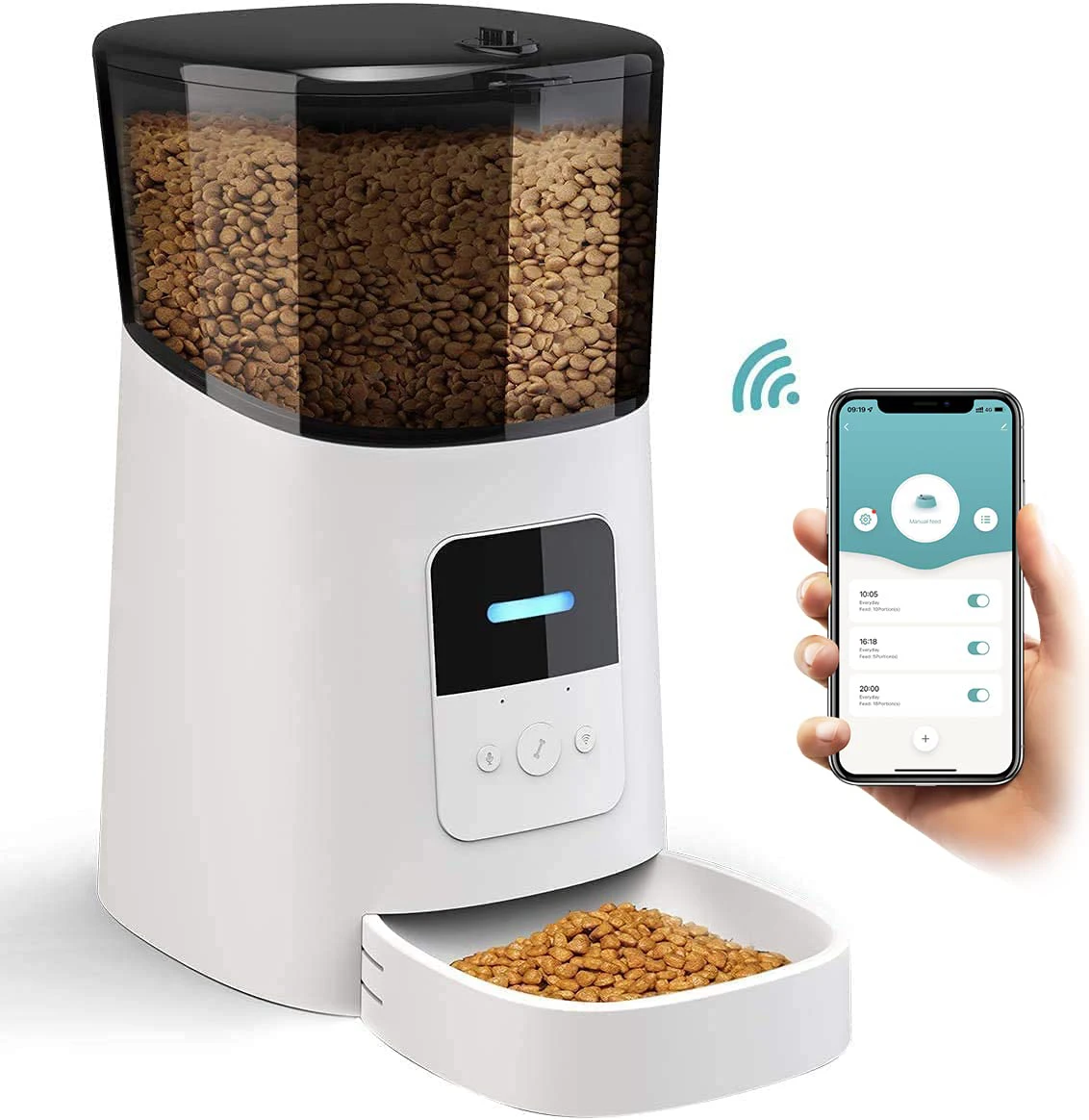 Tuya WIFI Dog Cat Smart Pet Food Feeder Mobile Phone App Remote Control Microchip Automatic Dog Cat Feeder 6L Large Capacity