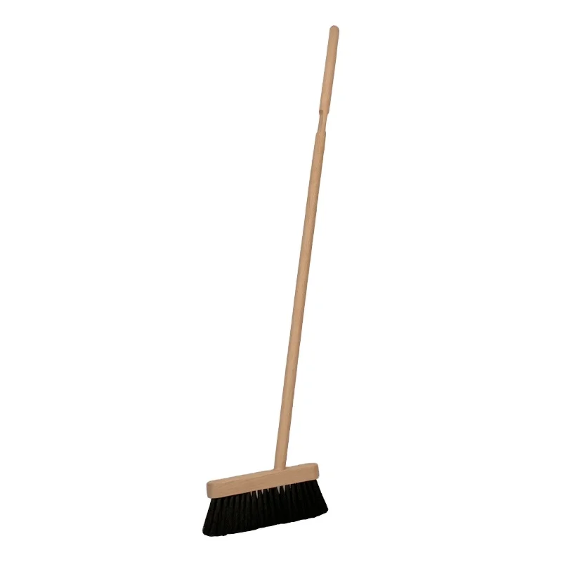 VIPaoclean Household Cleaning Upright Natural Polished Wooden Handle Broom And Metal Dustpan