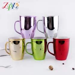 mirror anamorphic metallic ceramic mug coffee cup gold silver pink blue cups for tea gold mug