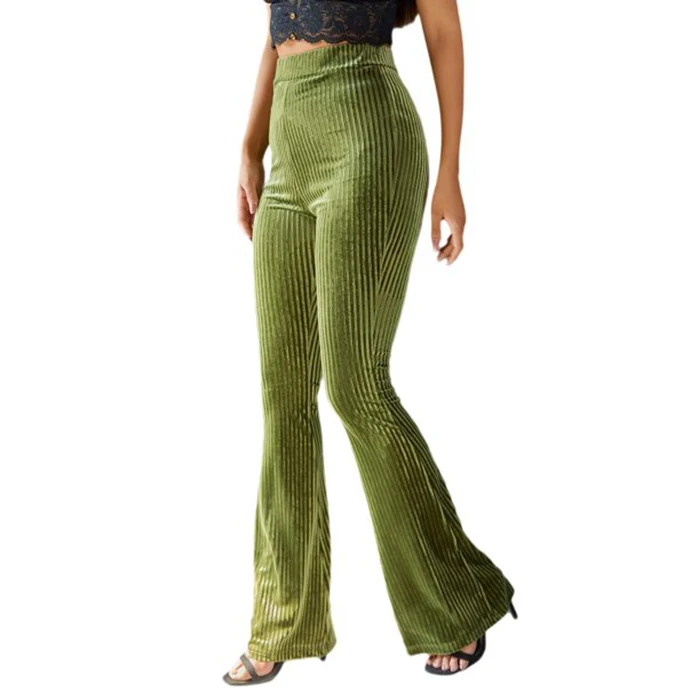 huilin factory custom women pants high quality cotton sweat pants flared sweatpants women velvet wide leg pants