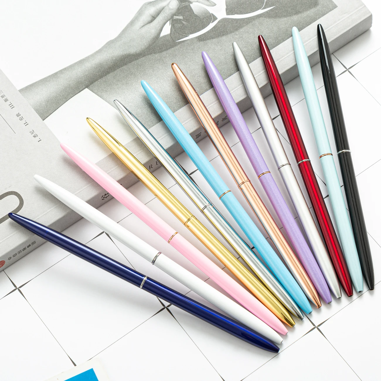 Jinghao Brand Good Quality Long Thin Metal Ball Pen