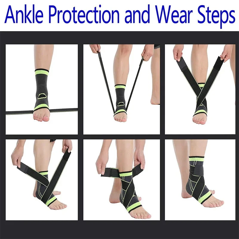 Adjustable Sports Ankle Support Compression Ankle Brace Protector Running Soccer Basketball Gym Ankle Stabilizer Bandage Strap